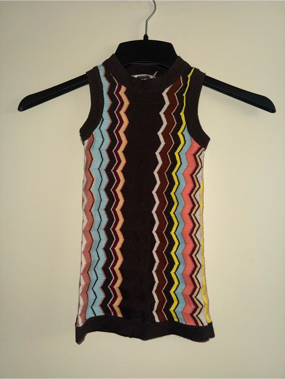 Missoni Baby Chevron Knit Top in Brown with Multicolor Stripes